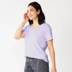 Petite Sonoma Goods For Life® Everyday Short Sleeve V-Neck Tee -True Fit Shop 5234230 Light Purple