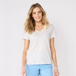 Petite Sonoma Goods For Life® Everyday Short Sleeve V-Neck Tee -True Fit Shop 5234230 Neutral Mini Floral