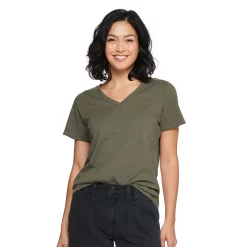 Petite Sonoma Goods For Life® Everyday Short Sleeve V-Neck Tee -True Fit Shop 5234230 Olive