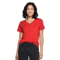 Petite Sonoma Goods For Life® Everyday Short Sleeve V-Neck Tee -True Fit Shop 5234230 Red