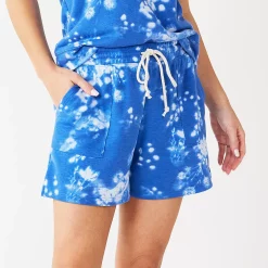 Women's Sonoma Goods For Life® French Terry Sweat Shorts -True Fit Shop 5234547 Blue Bleach Floral