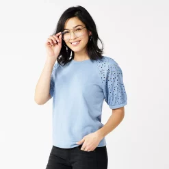 Women's Sonoma Goods For Life® Puff Sleeve Sweatshirt -True Fit Shop 5237696 Washed Blue