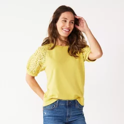 Women's Sonoma Goods For Life® Puff Sleeve Sweatshirt -True Fit Shop 5237696 Washed Green