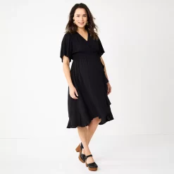 Maternity Sonoma Goods For Life® Flutter Sleeve Wrap Dress -True Fit Shop 5241695 Black