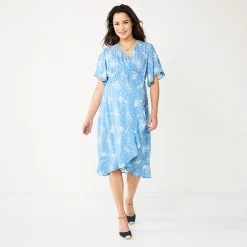 Maternity Sonoma Goods For Life® Flutter Sleeve Wrap Dress -True Fit Shop 5241695 Blue Floral