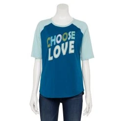Women's Sonoma Goods For Life® Elbow Sleeve Baseball Graphic Tee 13 Women's Sonoma Goods For Life® Elbow Sleeve Baseball Graphic Tee -True Fit Shop 5242399 Teal Choose Love