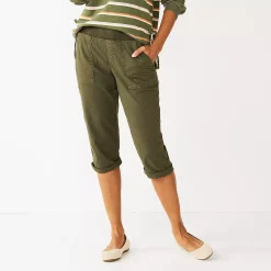 Petite Sonoma Goods For Life® Rib Waistband Utility Capri Pants 10 Petite Sonoma Goods For Life® Rib Waistband Utility Capri Pants -True Fit Shop 5245104 Olive