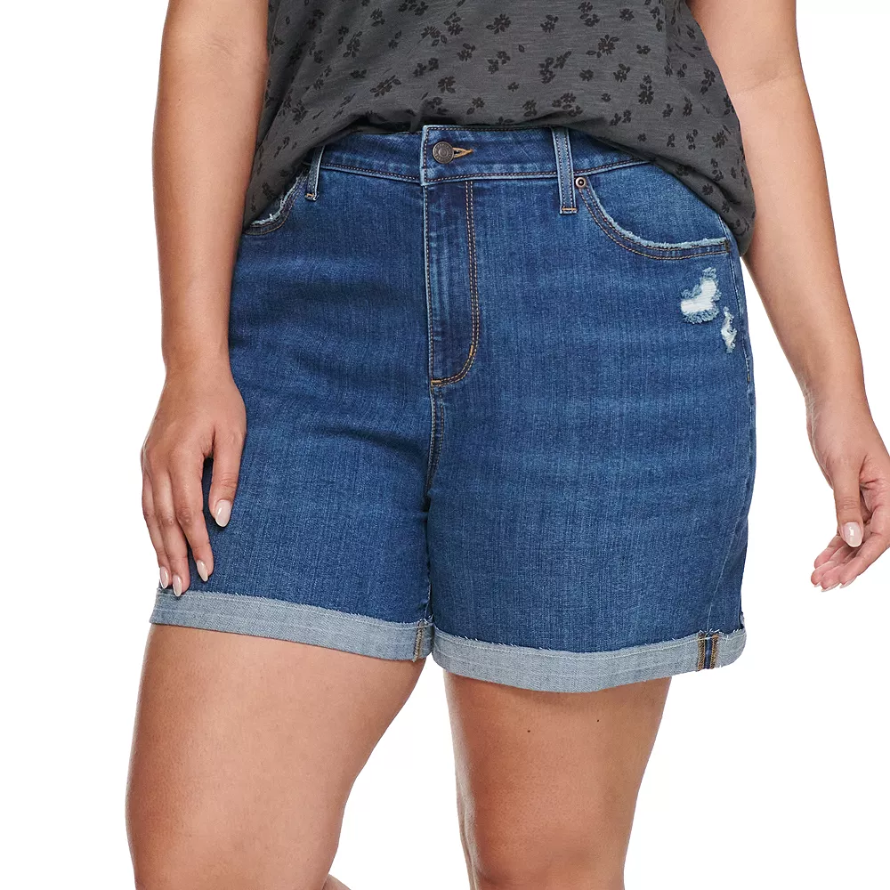 Plus Size Sonoma Goods For Life® Premium High-Waist Denim Shorts 2 Plus Size Sonoma Goods For Life® Premium High-Waist Denim Shorts - Image 2