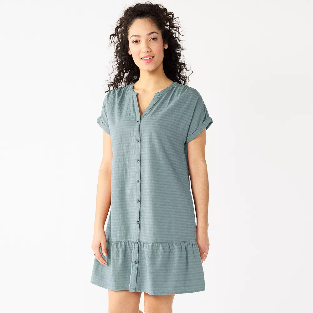 Petite Sonoma Goods For Life® Button-Front Flounce Tunic Dress 1 Petite Sonoma Goods For Life® Button-Front Flounce Tunic Dress
