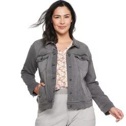 Plus Size Sonoma Goods For Life® Button Front Jean Jacket 7 Plus Size Sonoma Goods For Life® Button Front Jean Jacket -True Fit Shop 5269795 Gray Wash
