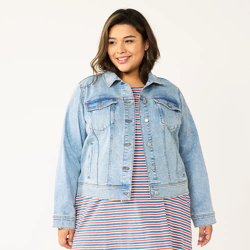 Plus Size Sonoma Goods For Life® Button Front Jean Jacket 2 Plus Size Sonoma Goods For Life® Button Front Jean Jacket - Image 2