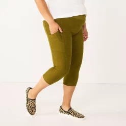 Plus Size Sonoma Goods For Life® Crossover Waist Crop Leggings 7 Plus Size Sonoma Goods For Life® Crossover Waist Crop Leggings -True Fit Shop 5271394 Odyssey Green