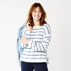 Women's Sonoma Goods For Life® Side Tie Sweatshirt -True Fit Shop 5271671 Ivory Hope Stripe