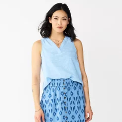 Women's Sonoma Goods For Life® V-Neck Tank 39 Women's Sonoma Goods For Life® V-Neck Tank -True Fit Shop 5297402 Light Blue