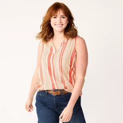 Women's Sonoma Goods For Life® V-Neck Tank 30 Women's Sonoma Goods For Life® V-Neck Tank -True Fit Shop 5297402 Red Mixed Stripe