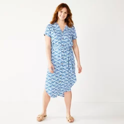 Petite Sonoma Goods For Life® Midi Shirtdress 11 Petite Sonoma Goods For Life® Midi Shirtdress -True Fit Shop 5316708 Indigo Quilt