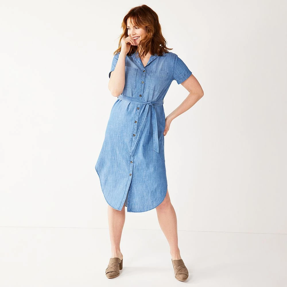 Women's Sonoma Goods For Life® Button Front Midi Shirt Dress 2 Women's Sonoma Goods For Life® Button Front Midi Shirt Dress - Image 2