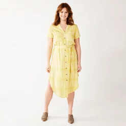 Women's Sonoma Goods For Life® Button Front Midi Shirt Dress 13 Women's Sonoma Goods For Life® Button Front Midi Shirt Dress -True Fit Shop 5345259 Citron Dots