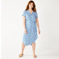 Women's Sonoma Goods For Life® Button Front Midi Shirt Dress 10 Women's Sonoma Goods For Life® Button Front Midi Shirt Dress -True Fit Shop 5345259 Indigo Quilt
