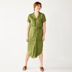 Women's Sonoma Goods For Life® Button Front Midi Shirt Dress