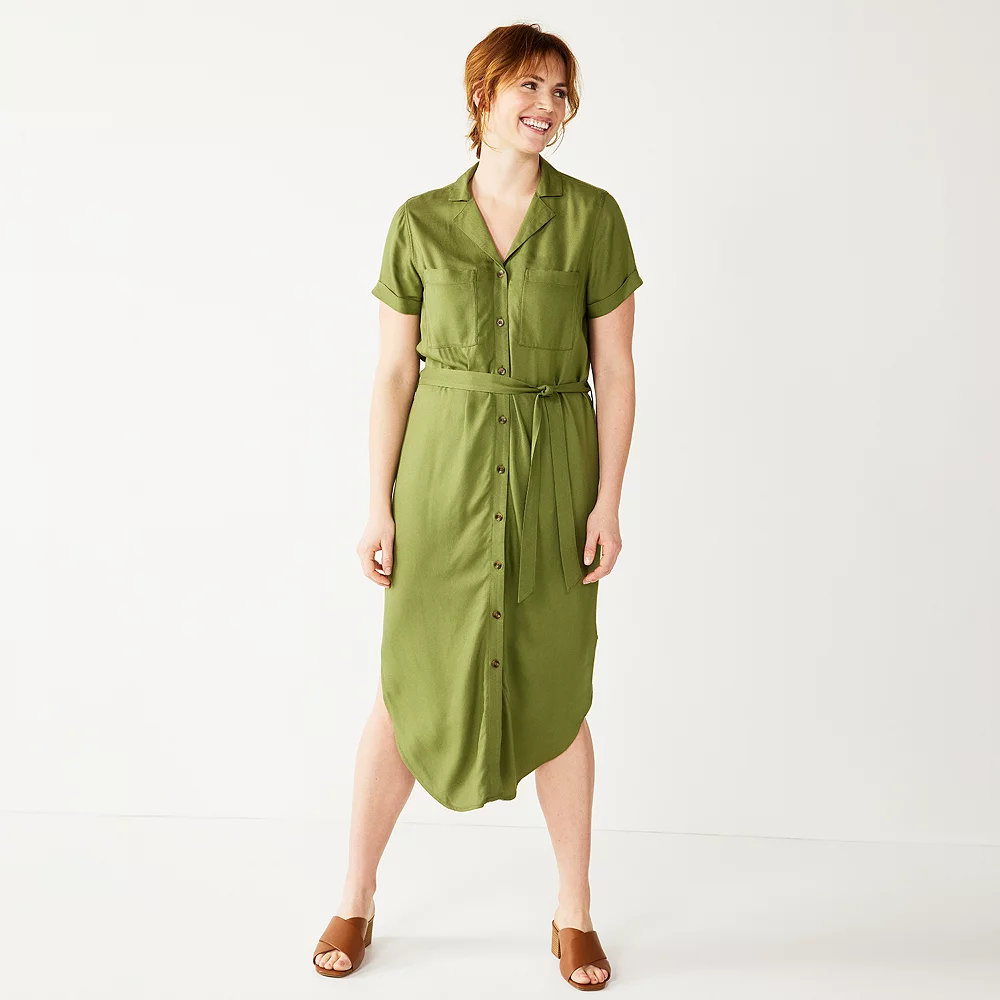 Women's Sonoma Goods For Life® Button Front Midi Shirt Dress 1 Women's Sonoma Goods For Life® Button Front Midi Shirt Dress