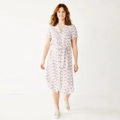 Women's Sonoma Goods For Life® Button Front Midi Shirt Dress 12 Women's Sonoma Goods For Life® Button Front Midi Shirt Dress -True Fit Shop 5345259 Plum Quilt