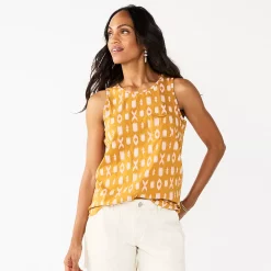 Women's Sonoma Goods For Life® High-Neck Tank 50 Women's Sonoma Goods For Life® High-Neck Tank -True Fit Shop 5467284 Gold Xo Print