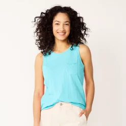 Women's Sonoma Goods For Life® High-Neck Tank 46 Women's Sonoma Goods For Life® High-Neck Tank -True Fit Shop 5467284 Light Blue