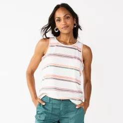 Women's Sonoma Goods For Life® High-Neck Tank 51 Women's Sonoma Goods For Life® High-Neck Tank -True Fit Shop 5467284 Mauve Cream Multi Stri