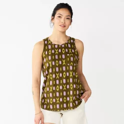 Women's Sonoma Goods For Life® High-Neck Tank 49 Women's Sonoma Goods For Life® High-Neck Tank -True Fit Shop 5467284 Olive Xo Print