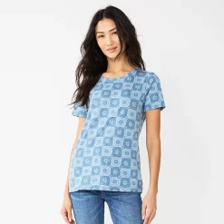 Women's Sonoma Goods For Life® Crewneck Tee 155 Women's Sonoma Goods For Life® Crewneck Tee -True Fit Shop 5484998 Blue Check Floral