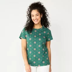 Women's Sonoma Goods For Life® Crewneck Tee 146 Women's Sonoma Goods For Life® Crewneck Tee -True Fit Shop 5484998 Green Pink Floral
