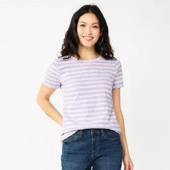 Women's Sonoma Goods For Life® Crewneck Tee 154 Women's Sonoma Goods For Life® Crewneck Tee -True Fit Shop 5484998 Pink Purple Stripe