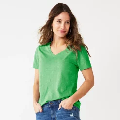 Women's Sonoma Goods For Life® Everyday V-Neck Tee 134 Women's Sonoma Goods For Life® Everyday V-Neck Tee -True Fit Shop 5485729 Aloe Green