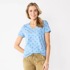 Women's Sonoma Goods For Life® Everyday V-Neck Tee 156 Women's Sonoma Goods For Life® Everyday V-Neck Tee -True Fit Shop 5485729 Blue Mini Floral