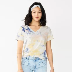 Women's Sonoma Goods For Life® Everyday V-Neck Tee 119 Women's Sonoma Goods For Life® Everyday V-Neck Tee -True Fit Shop 5485729 Blue Peach Tie Dye