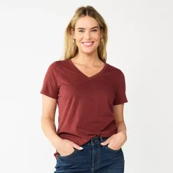 Women's Sonoma Goods For Life® Everyday V-Neck Tee 151 Women's Sonoma Goods For Life® Everyday V-Neck Tee -True Fit Shop 5485729 Brown