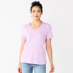 Women's Sonoma Goods For Life® Everyday V-Neck Tee 126 Women's Sonoma Goods For Life® Everyday V-Neck Tee -True Fit Shop 5485729 Light Lilac