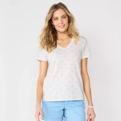 Women's Sonoma Goods For Life® Everyday V-Neck Tee 163 Women's Sonoma Goods For Life® Everyday V-Neck Tee -True Fit Shop 5485729 Neutral Mini Floral