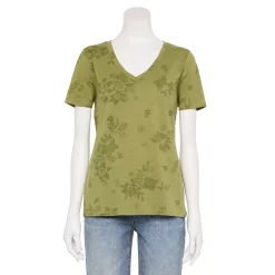 Women's Sonoma Goods For Life® Everyday V-Neck Tee 93 Women's Sonoma Goods For Life® Everyday V-Neck Tee -True Fit Shop 5485729 Olive Floral