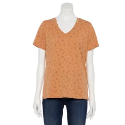 Women's Sonoma Goods For Life® Everyday V-Neck Tee 103 Women's Sonoma Goods For Life® Everyday V-Neck Tee -True Fit Shop 5485729 Orange Brown Floral
