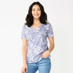 Women's Sonoma Goods For Life® Everyday V-Neck Tee 157 Women's Sonoma Goods For Life® Everyday V-Neck Tee -True Fit Shop 5485729 Purple Floral