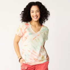 Women's Sonoma Goods For Life® Everyday V-Neck Tee 121 Women's Sonoma Goods For Life® Everyday V-Neck Tee -True Fit Shop 5485729 Red White Blue Tie Dye