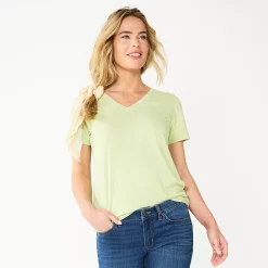 Women's Sonoma Goods For Life® Everyday V-Neck Tee 147 Women's Sonoma Goods For Life® Everyday V-Neck Tee -True Fit Shop 5485729 Spring Green