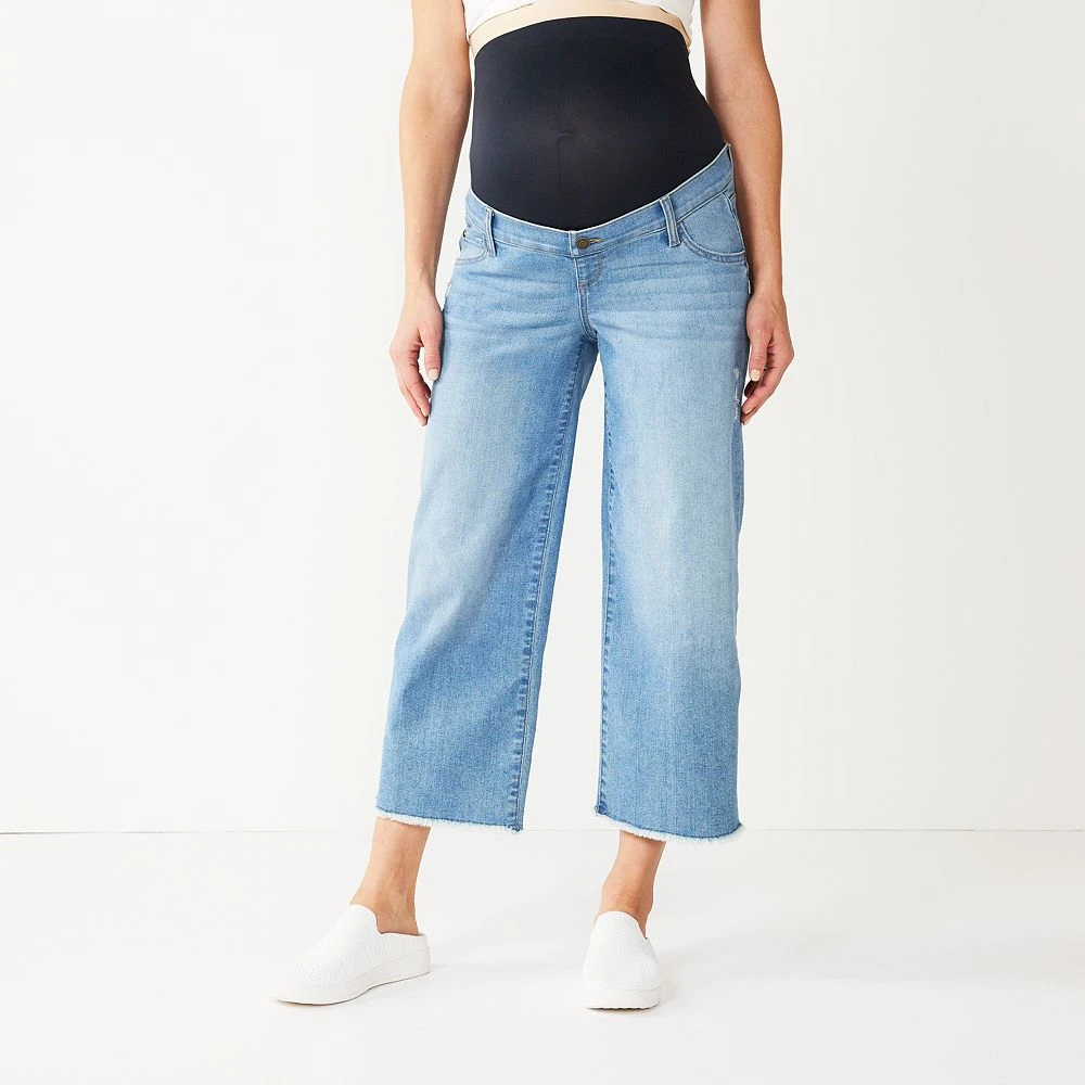 Maternity Sonoma Goods For Life® Over-Belly Frayed-Hem Wide-Leg Crop Jeans 4 Maternity Sonoma Goods For Life® Over-Belly Frayed-Hem Wide-Leg Crop Jeans - Image 4
