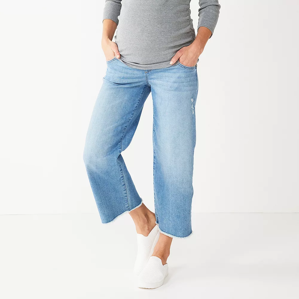 Maternity Sonoma Goods For Life® Over-Belly Frayed-Hem Wide-Leg Crop Jeans 1 Maternity Sonoma Goods For Life® Over-Belly Frayed-Hem Wide-Leg Crop Jeans
