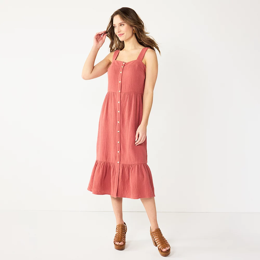 Women's Sonoma Goods For Life® x Lauren Lane Button Front Flounce Dress 2 Women's Sonoma Goods For Life® x Lauren Lane Button Front Flounce Dress - Image 2