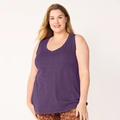 Plus Size Sonoma Goods For Life® V-Neck Swing Tank -True Fit Shop 5497118 Jolly Purple