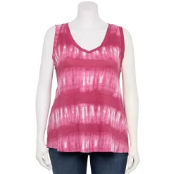 Plus Size Sonoma Goods For Life® V-Neck Swing Tank -True Fit Shop 5497118 Magenta Stripe