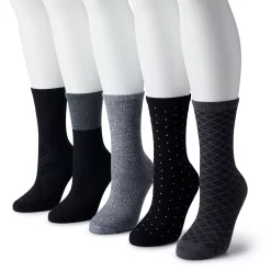 Women's Sonoma Goods For Life® 5-Pack Geo Crew Socks -True Fit Shop 5497546 Black Multi